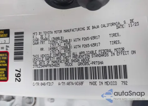 2023 Toyota Tacoma Trd Sport from USA, damaged, VIN 3TMCZ5AN4PM654825